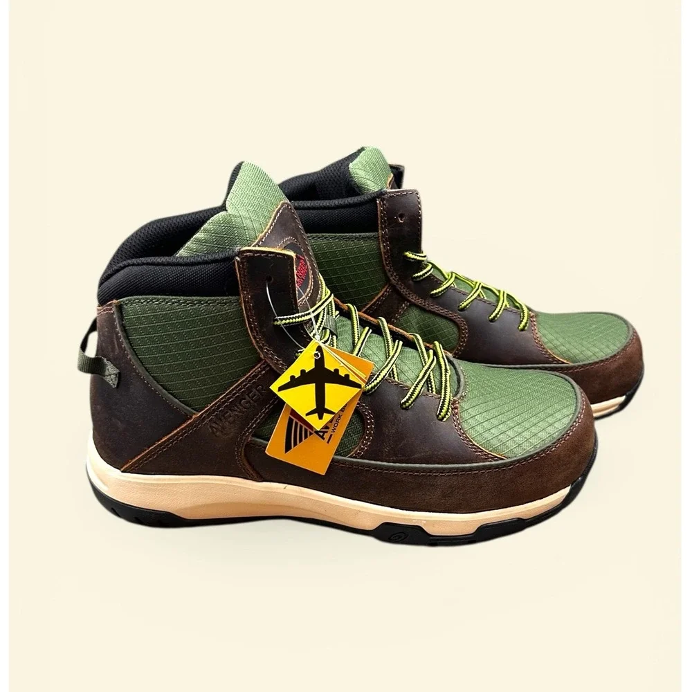 Avenger NWB Work Boots A7700 Medium Edge Mid Waterproof Leather Green Brown SZ10